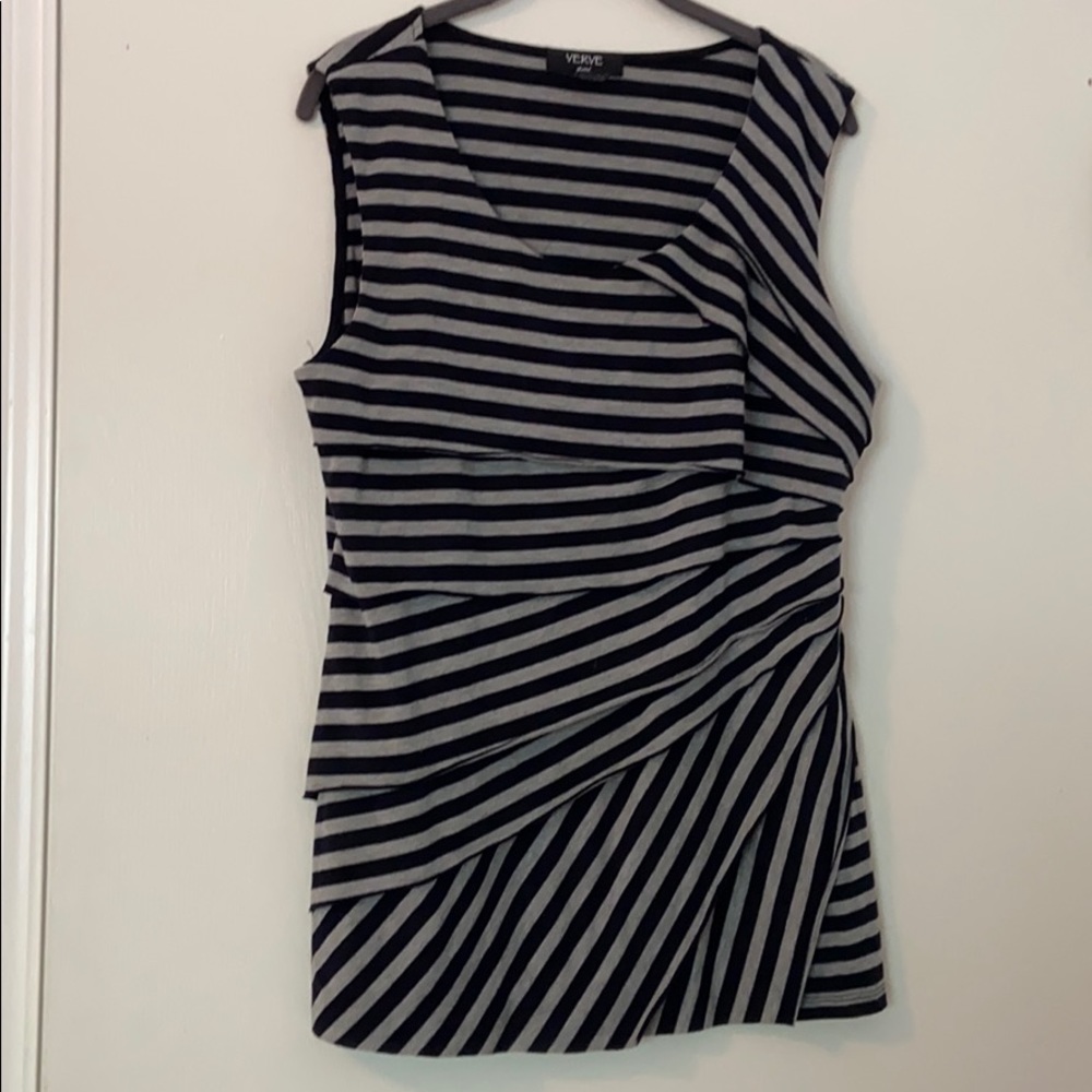 Verve Ami Black and Gray Stripe Tank